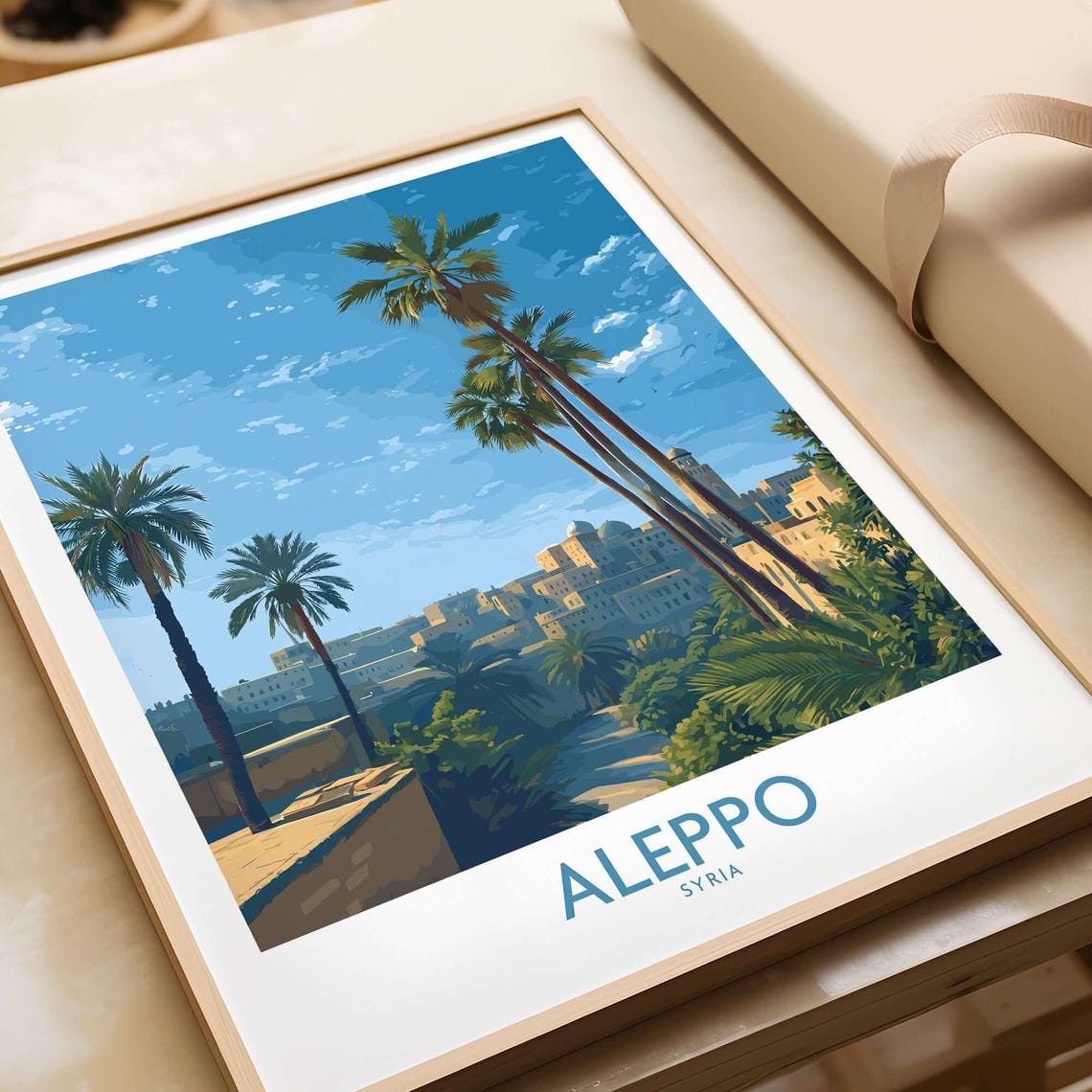 Aleppo Syria Ancient City Among Tall Palm Trees Sunny Poster