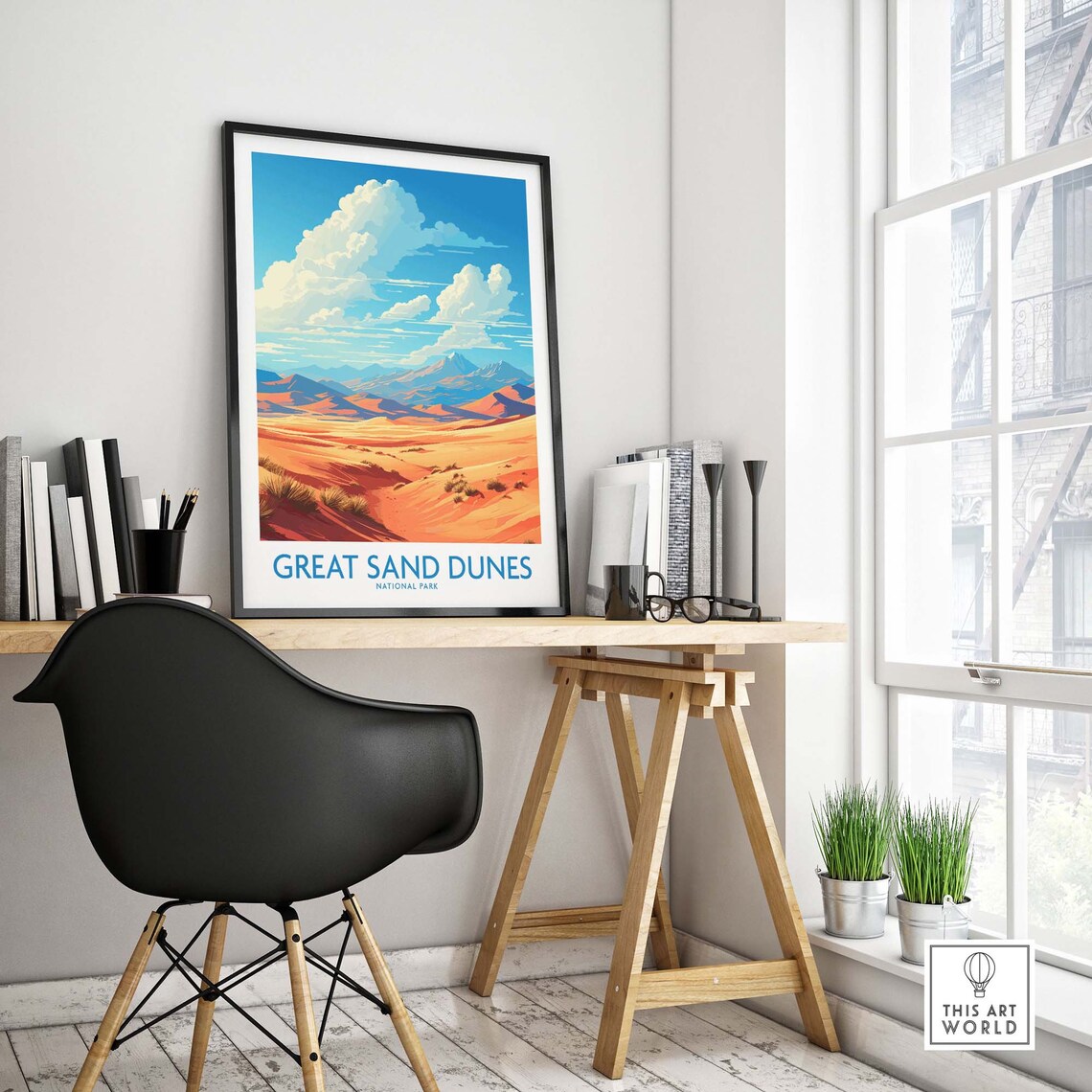 Great Sand Dunes National Park Golden Dunes Mountain Cloud Sky Poster - Image 4