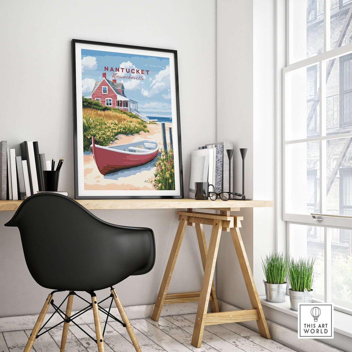 Nantucket Art Print, Massachusetts Living Room Decor - Image 4