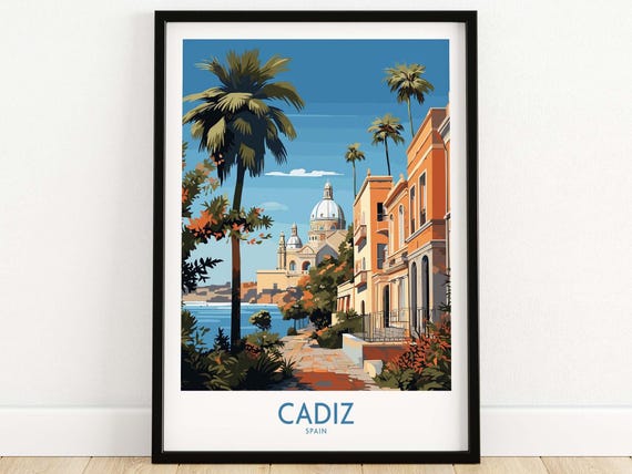 Cadiz Wall Art Print Travel Poster Home Decor Artwork Gift Illustration For New Lover Set