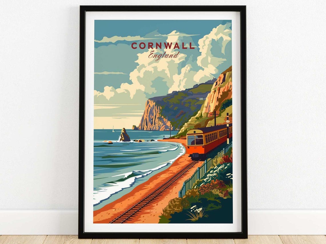 Cornwall Coast Travel Print Wall Art Poster Home Decor Artwork Gift Illustration Lover