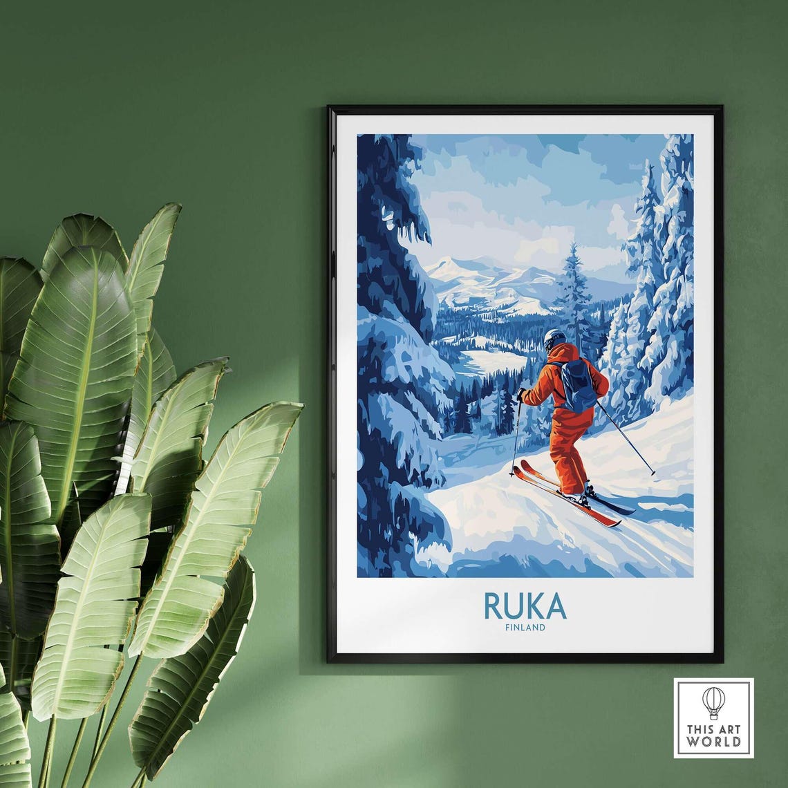 Lapland Ski Scene, Ruka Finland Winter Sports Print - Image 2
