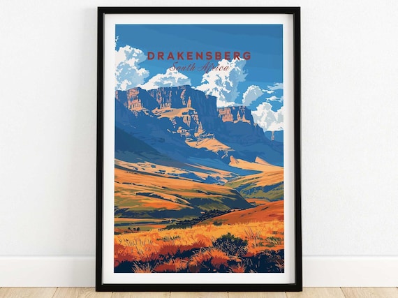 Drakensberg South Africa Poster Art Print Travel Print Home Dcor Poster Gift Illustration Artwork