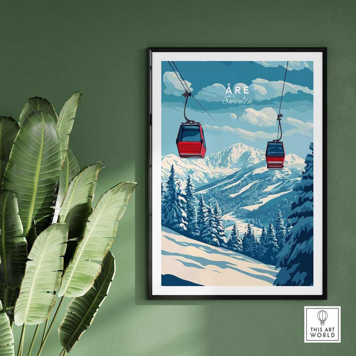 Ski Resort Travel Poster, Sweden Ski Print - Image 2