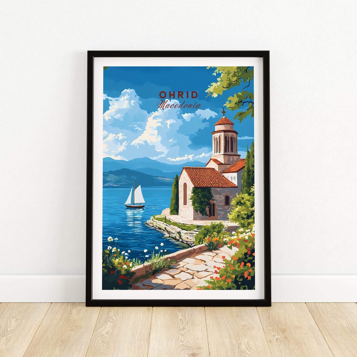 Ohrid Travel Poster, Macedonia Lake Art Gift