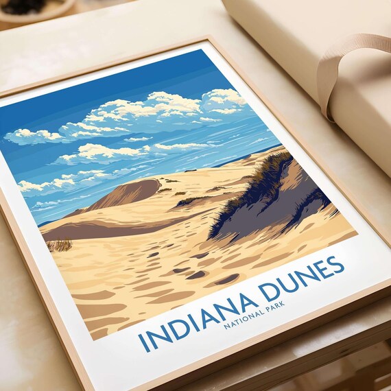Indiana Dunes National Park Travel Poster, Illustration