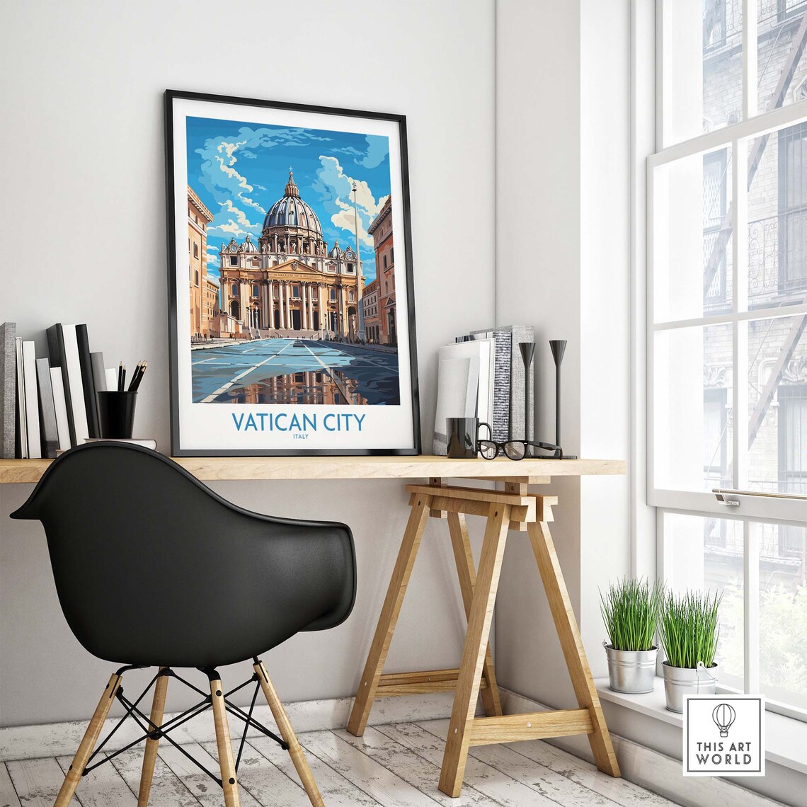 Vatican City St Peters Square Basilica Facade Vintage Travel Poster - Image 4