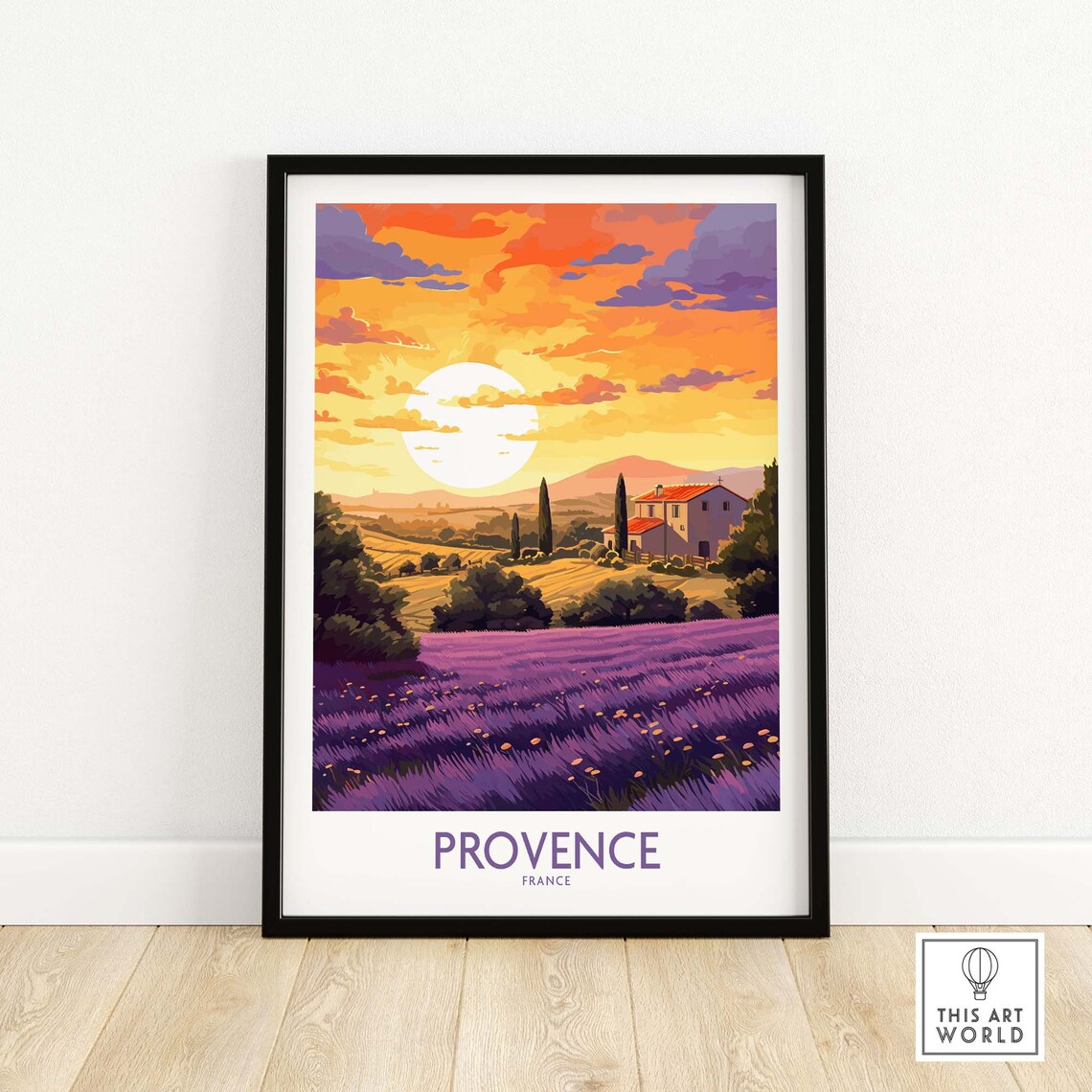 Provence France Lavender Fields Sunset Farmhouse Glow Poster