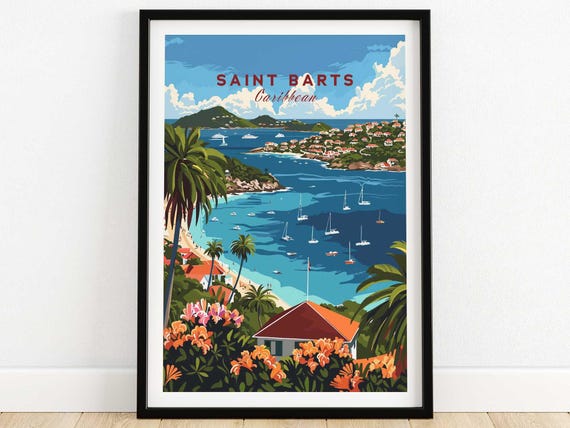 St Barts Travel Print Wall Art Poster Home Decor Artwork Gift Illustration Lover
