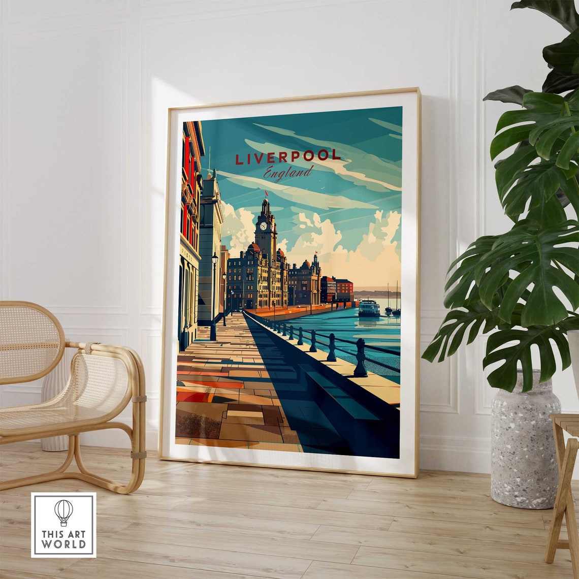 Liverpool England Waterfront Promenade Royal Liver Building Poster - Image 2