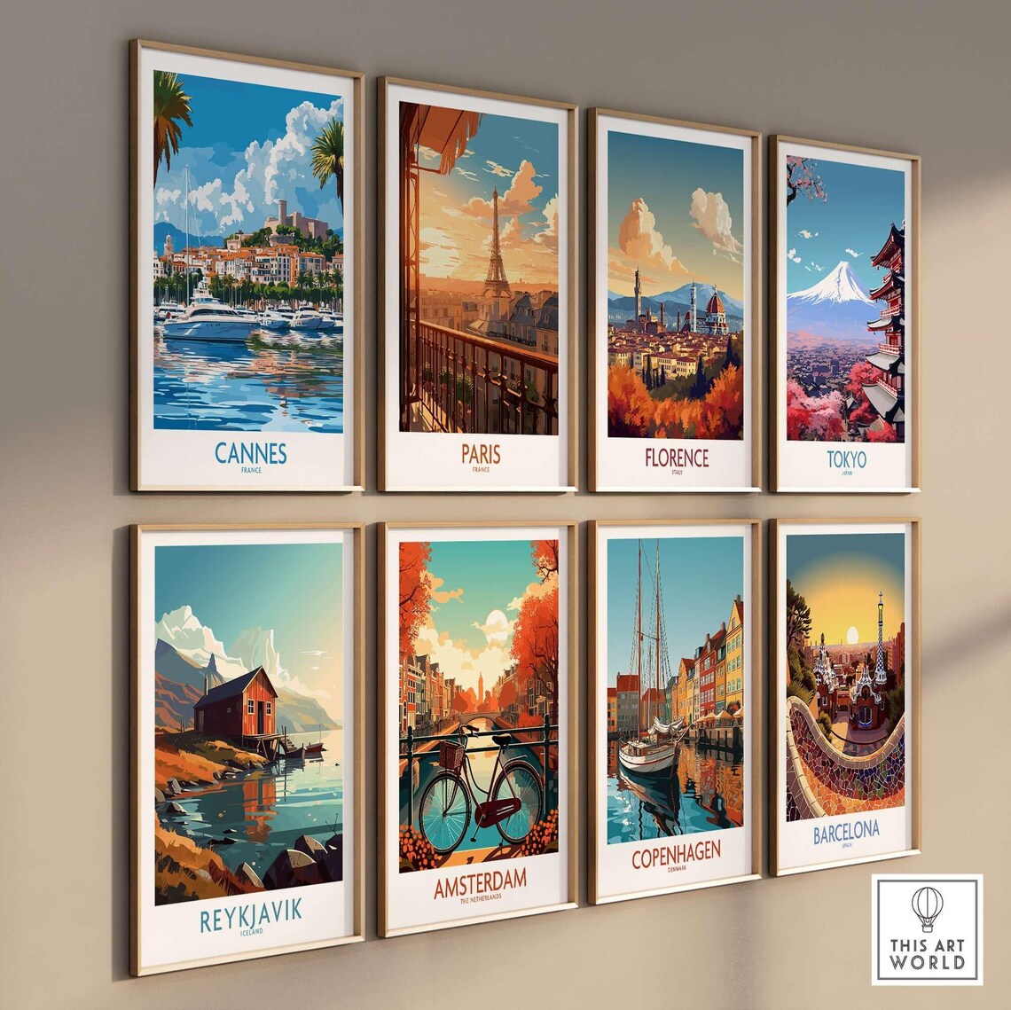 Cannes France Yacht Harbor Palm Trees Riviera View Travel Poster - Image 3