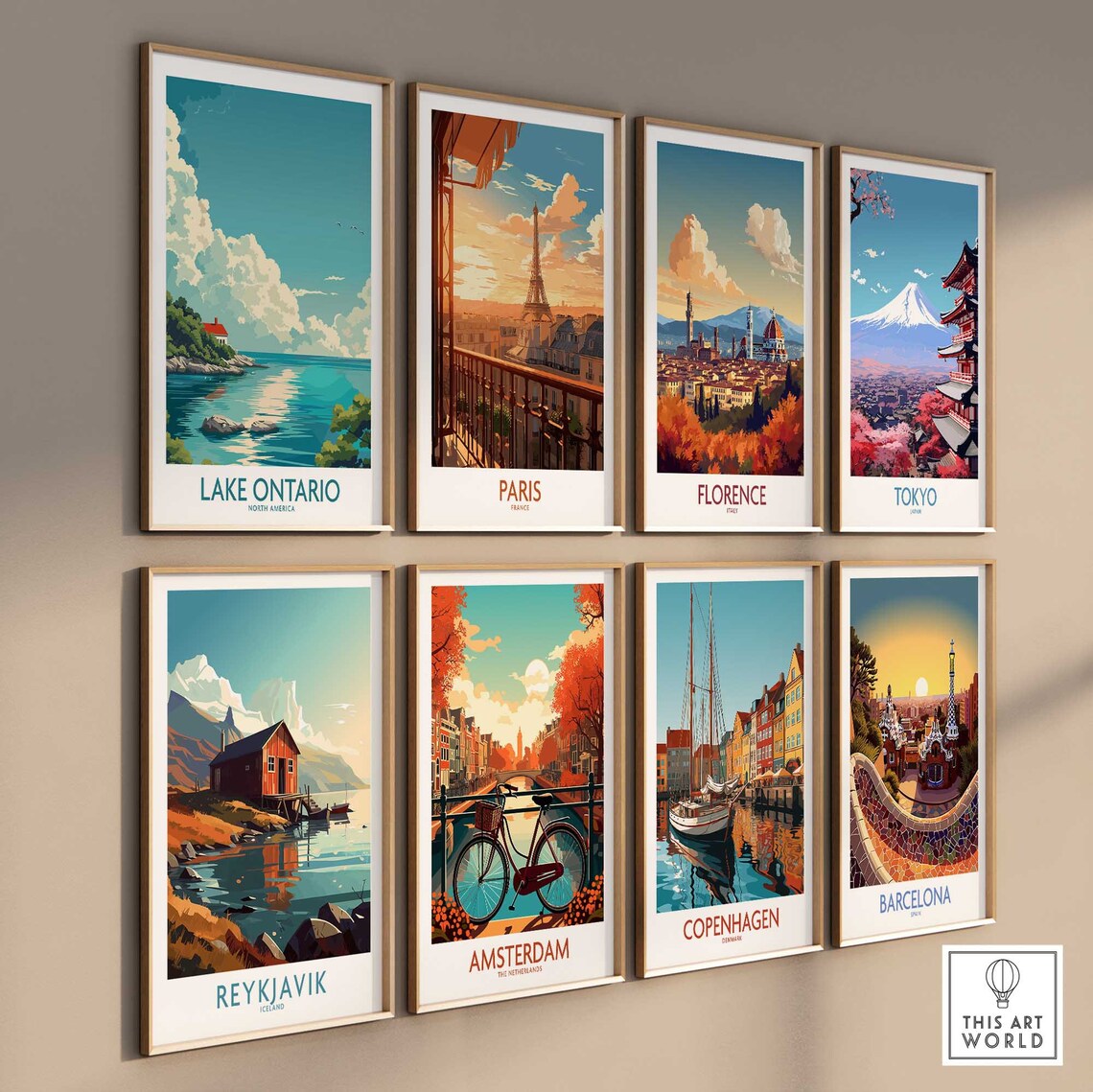 Lake Ontario North America Turquoise Lake Lakeside House Travel Poster - Image 3