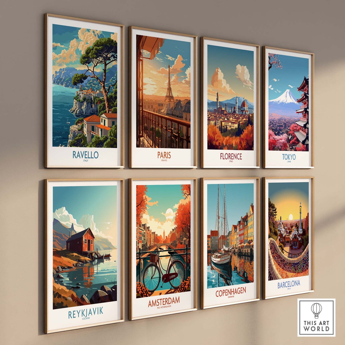 Ravello Amalfi Coast Cliffside Villa Umbrella Pines View Poster - Image 3
