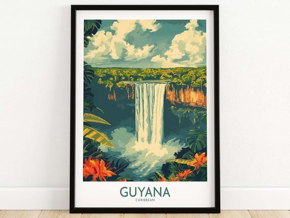 Guyana Wall Art Vibrant Caribbean Travel Print To Bring Home Memories Guyana Poster Gift
