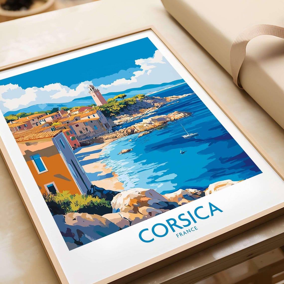 Corsica Art Print Corsica Travel Print Wall Art Corsica Wall Hanging Home Decor Corsica Gift Art Lovers France Wall Art Print