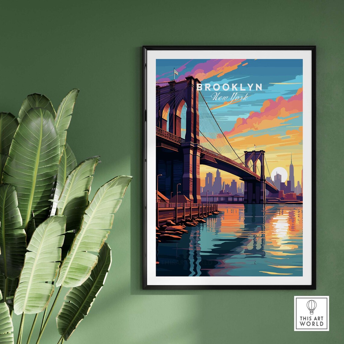 Brooklyn Bridge Travel Poster, Personalized Wall Art - Image 2