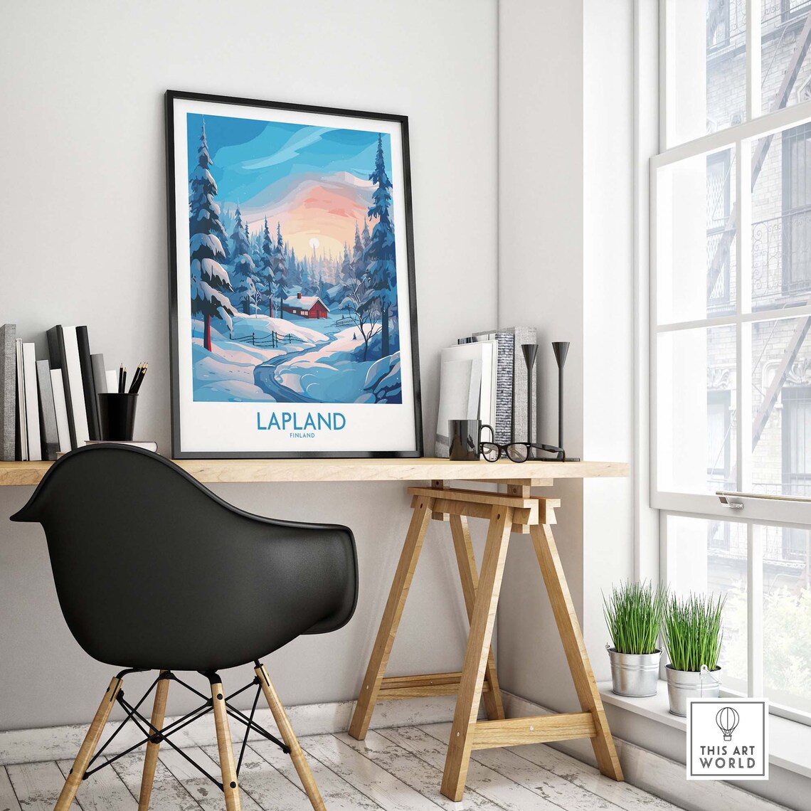 Lapland Finland Snowy Forest Cabin Winter Wonderland Travel Poster - Image 4