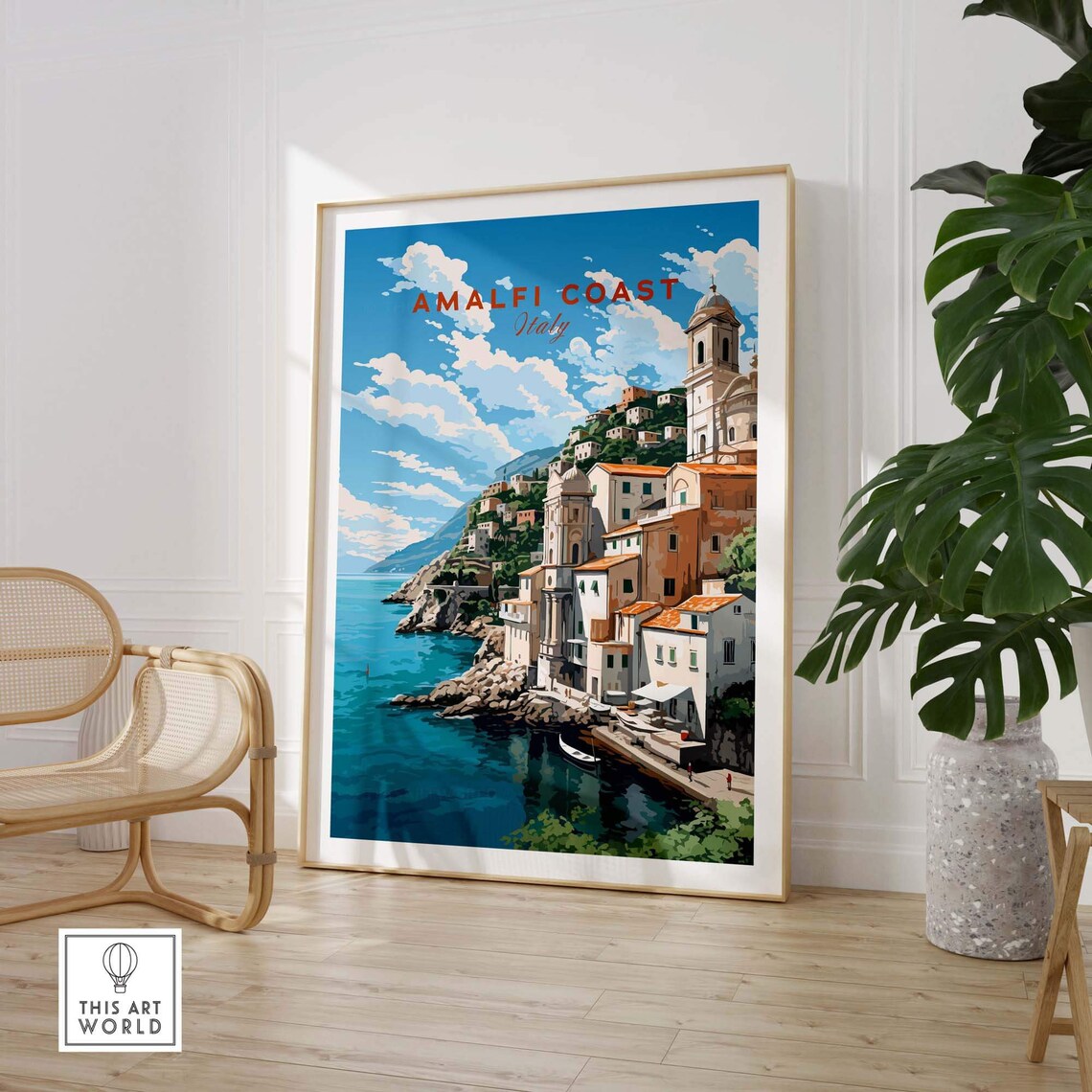 Amalfi Coast Italy Cliffside Village Vintage Travel Poster Art - Image 3