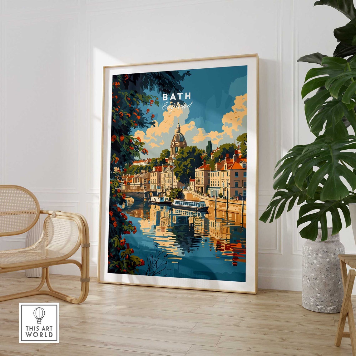 Bath England Riverside Boats Georgian Architecture View Poster - Image 2