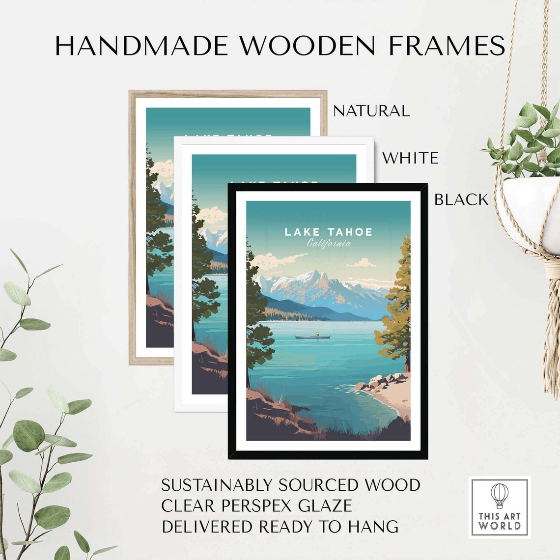 Lake Tahoe California Canoe Turquoise Lake Mountain View Poster - Image 4
