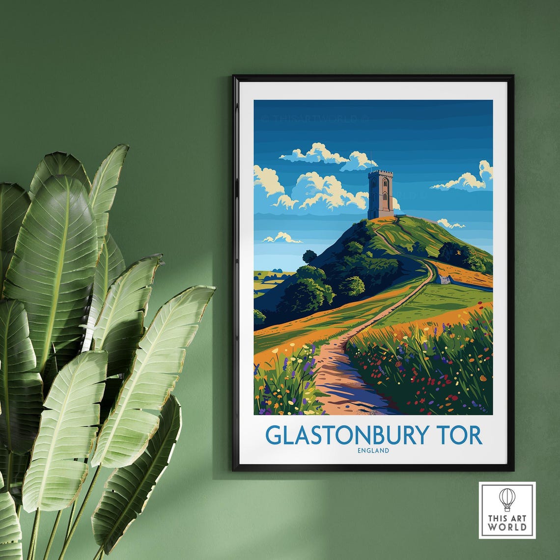 Glastonbury Tor England Hilltop Tower Countryside Art Poster - Image 2