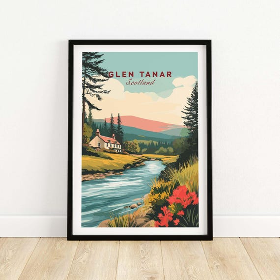 Glen Tanar Scotland Poster Cairngorms National Park Aberdeenshire Gift Art Lovers Illustration Print
