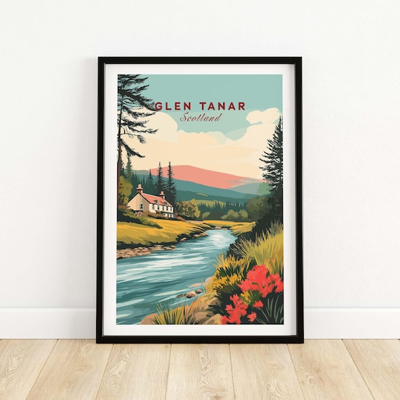 Glen Tanar Scotland Riverside Cottage Wildflower Summer Art Poster
