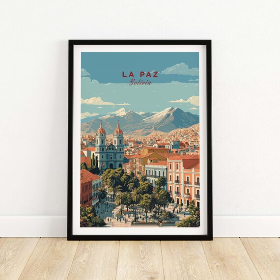 La Paz Travel Print Bolivia Wall Art Poster South America Decor Gift For Travelers Home Office Decoration