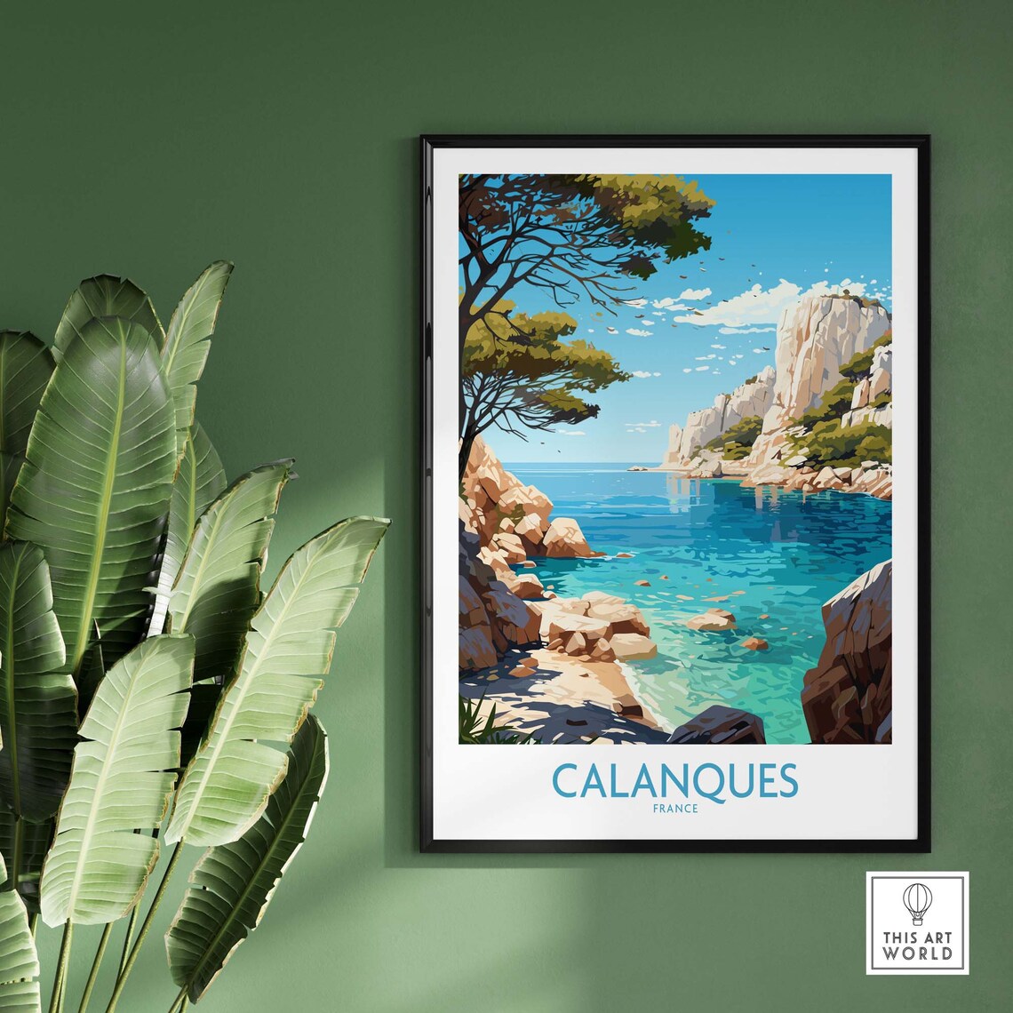 Calanques France Coastal Cliffs Cove Illustration Travel Poster - Image 2