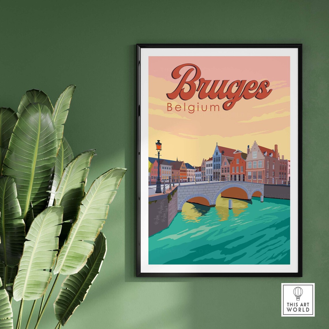 Bruges Travel Poster, Belgian Skyline Wall Art - Image 3