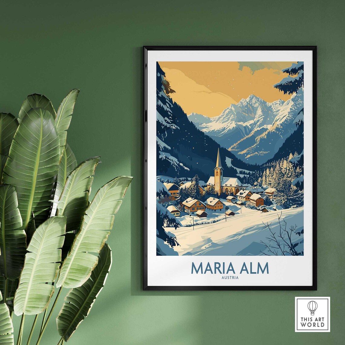 Maria Alm Austria Snowy Alpine Village Winter Vintage Travel Poster - Image 2