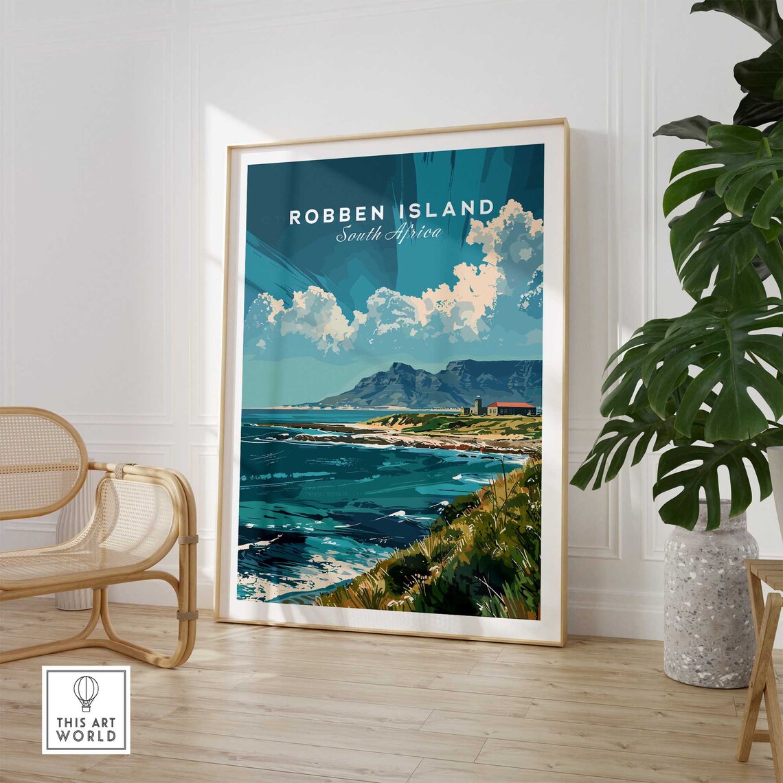 Robben Island South Africa Lighthouse Coast Vintage Travel Poster - Image 3
