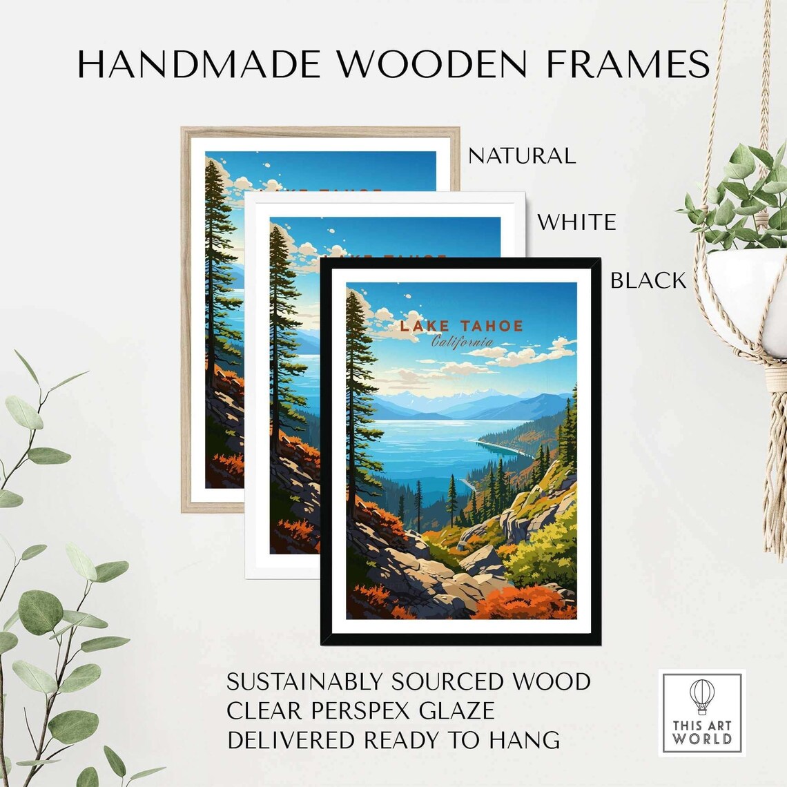 Lake Tahoe California Sierra Lake Vista Pine Forest Travel Poster - Image 4