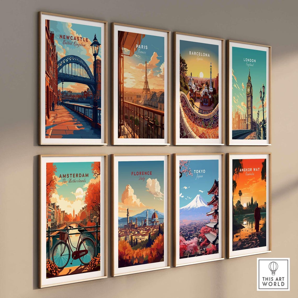Newcastle United Kingdom Tyne Bridge Quayside Lamp Post Travel Poster - Image 3