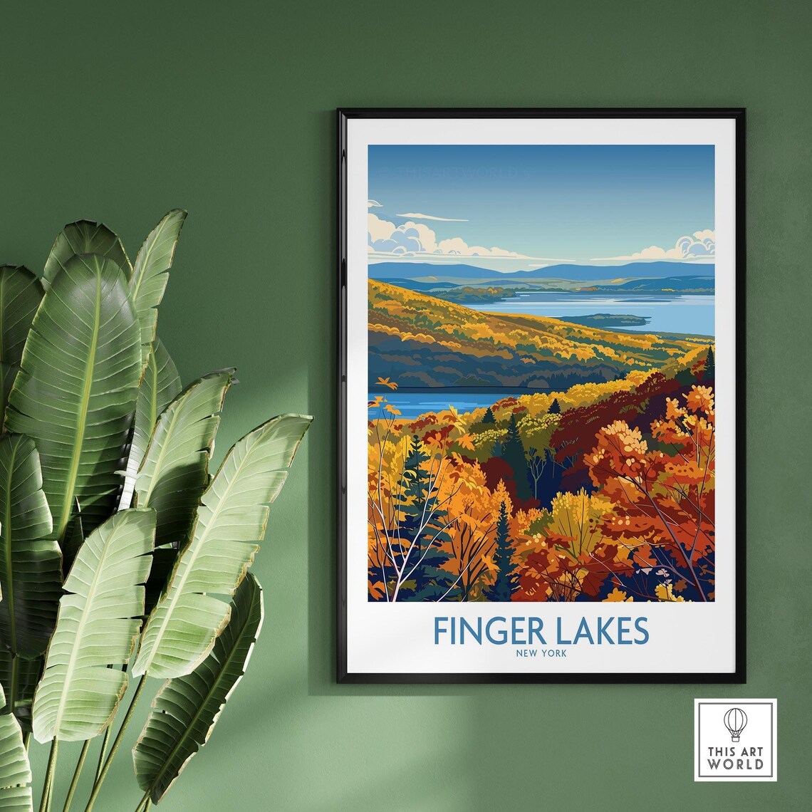 Finger Lakes New York Autumn Foliage Lake View Travel Poster - Image 2