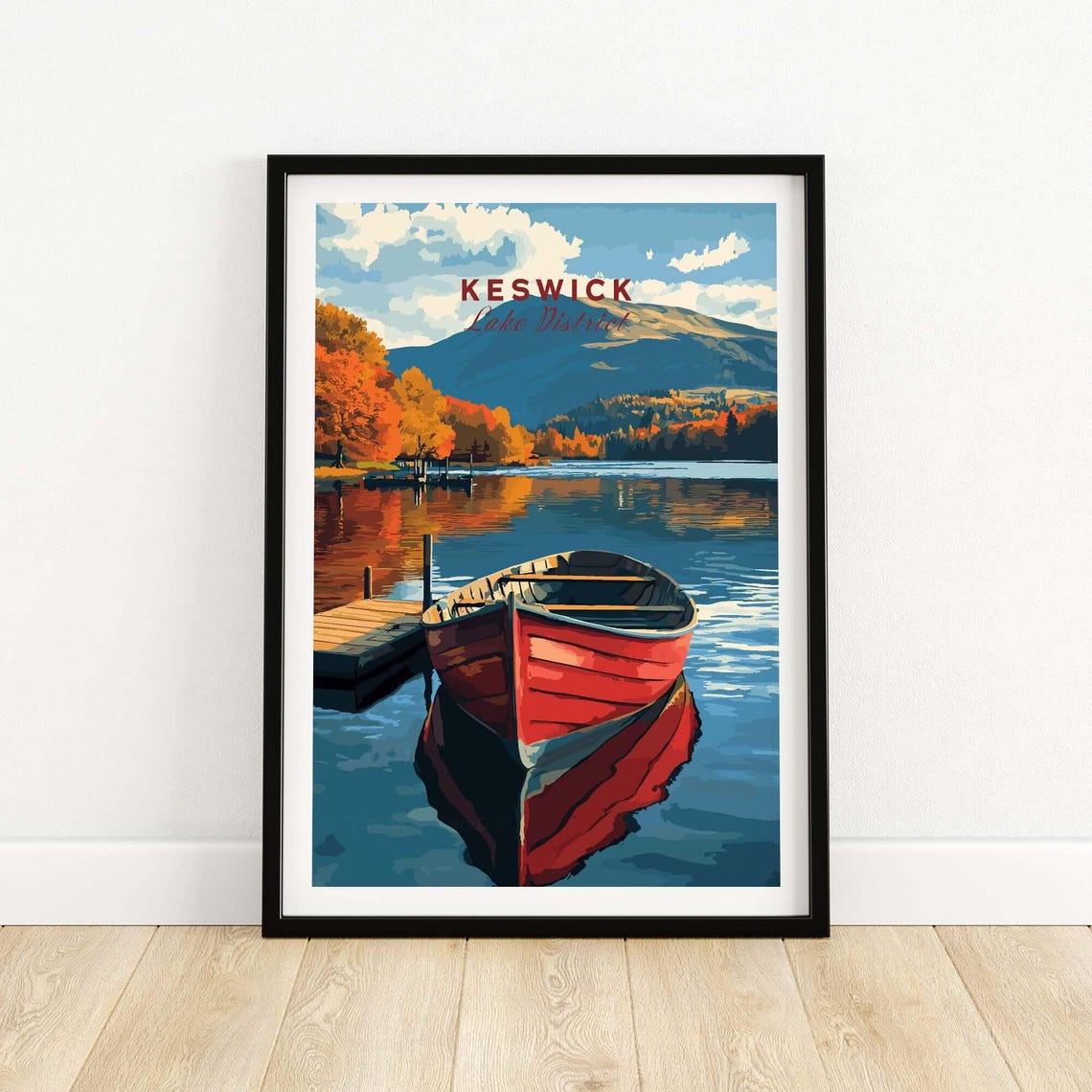 Keswick Travel Poster, Lake District Illustration
