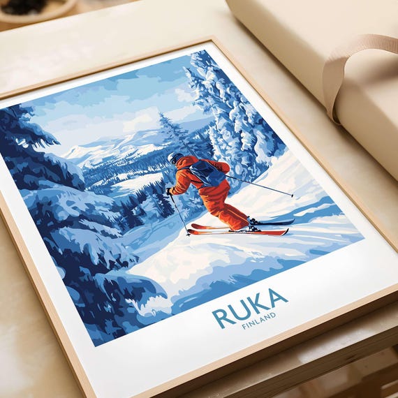 Lapland Ski Scene, Ruka Finland Winter Sports Print