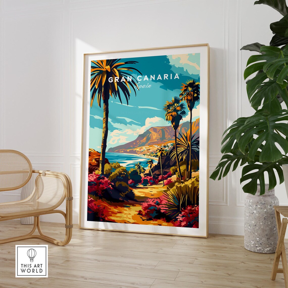 Gran Canaria Spain Tropical Cove Palm Grove Ocean View Poster - Image 2