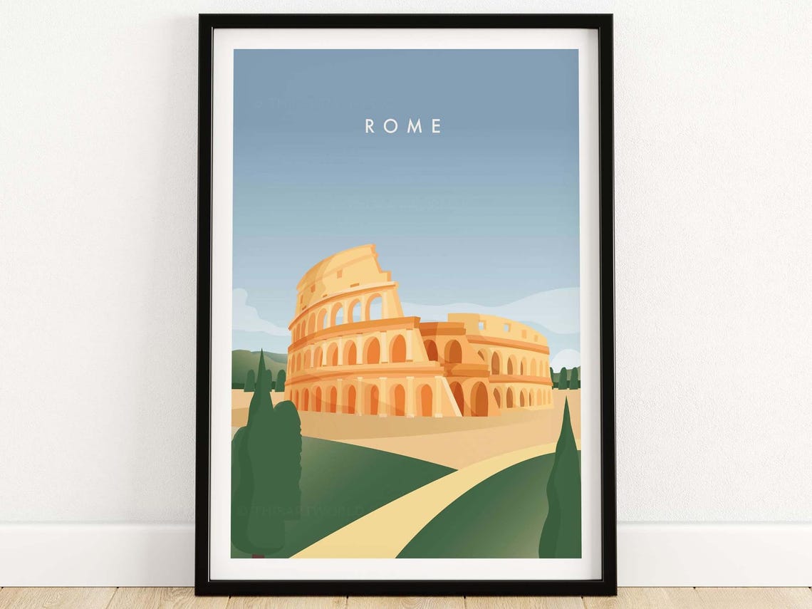 Rome Italy Travel Poster, Roma Wall Art