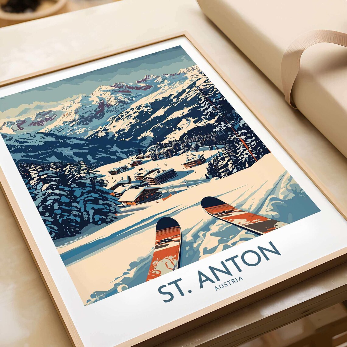 St Anton Ski Resort Poster, Winter Sports Art