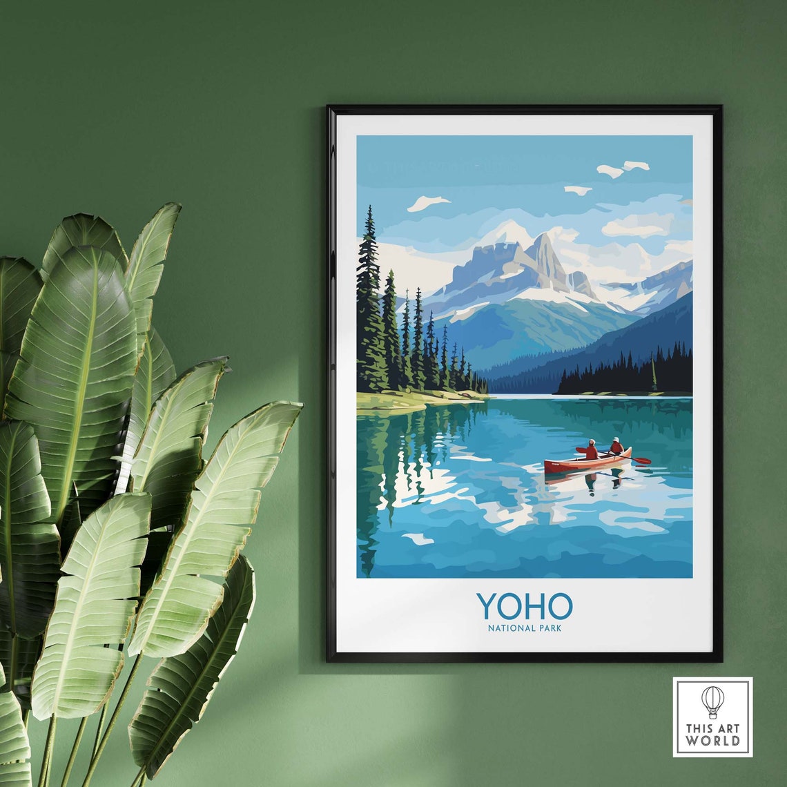 Yoho National Park Canoe Turquoise Lake Mountain View Poster - Image 2