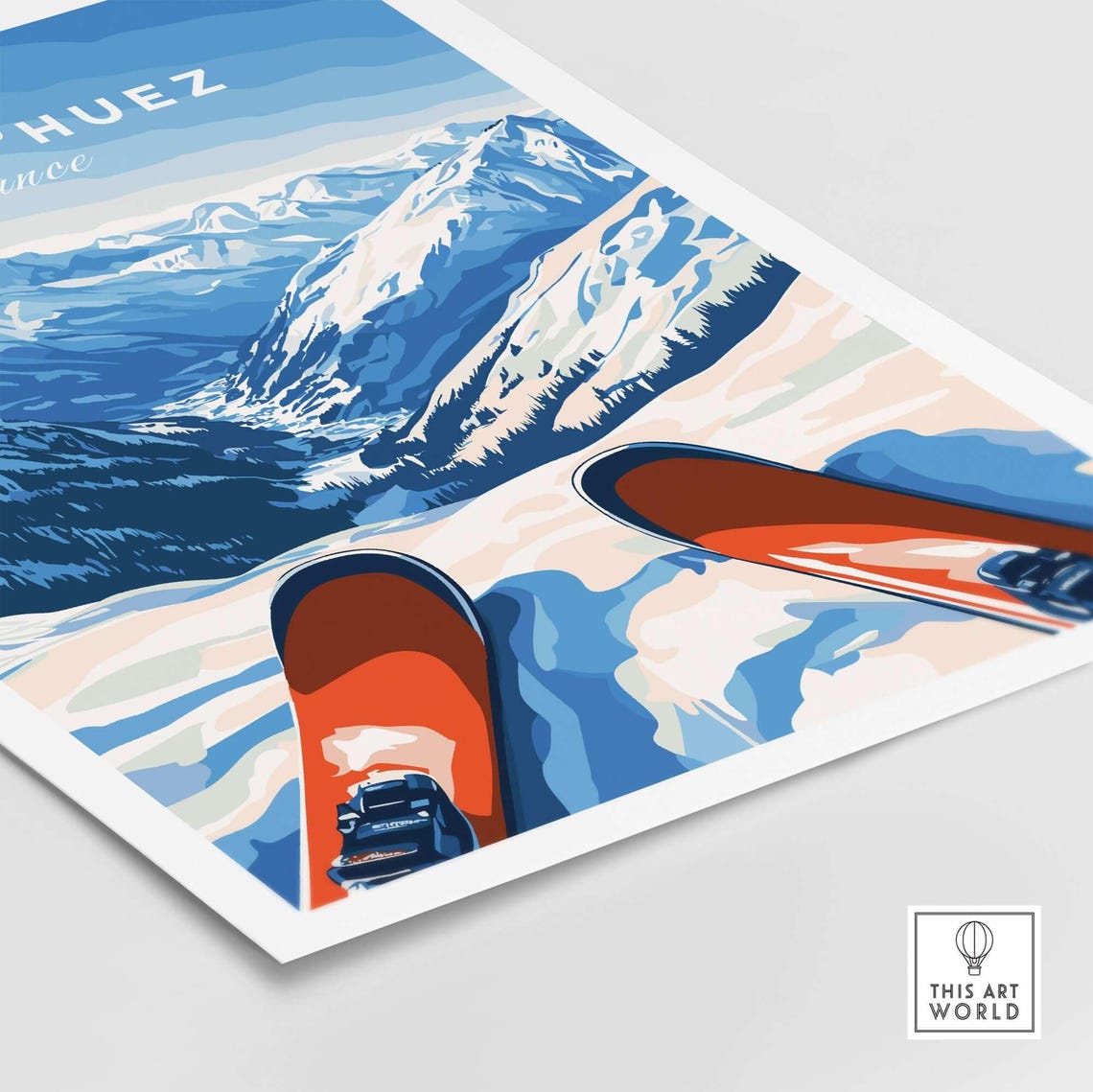 Alpe Dhuez Travel Poster, Ski Resort Adventure - Image 5