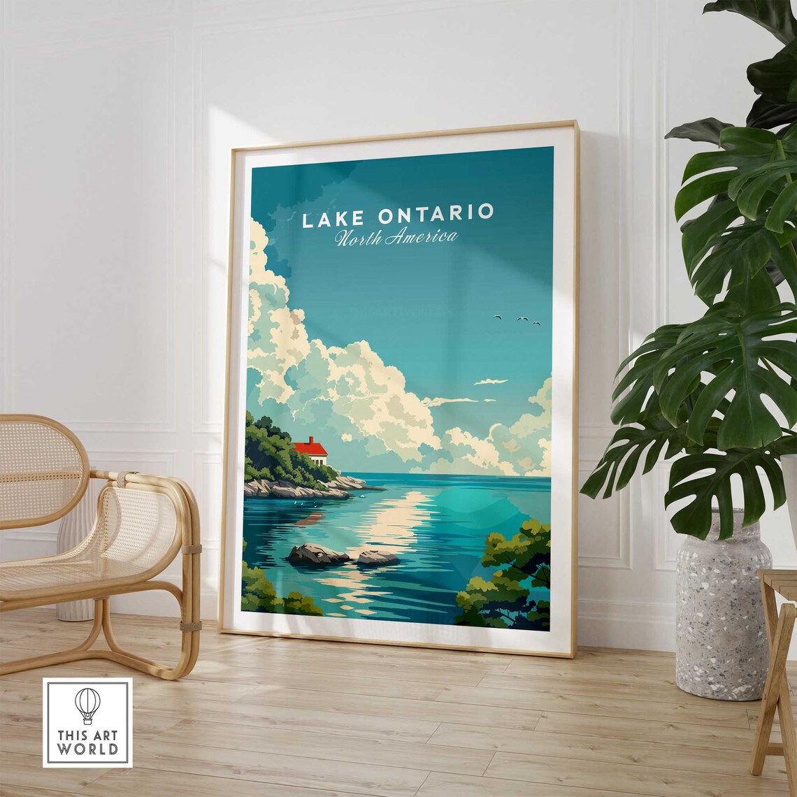 Lake Ontario North America Teal Lake Rocky Coast Travel Poster - Image 2
