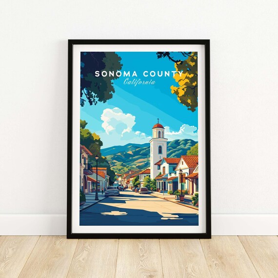 Sonoma County California Charming Small Town Street Mission Bell Poster