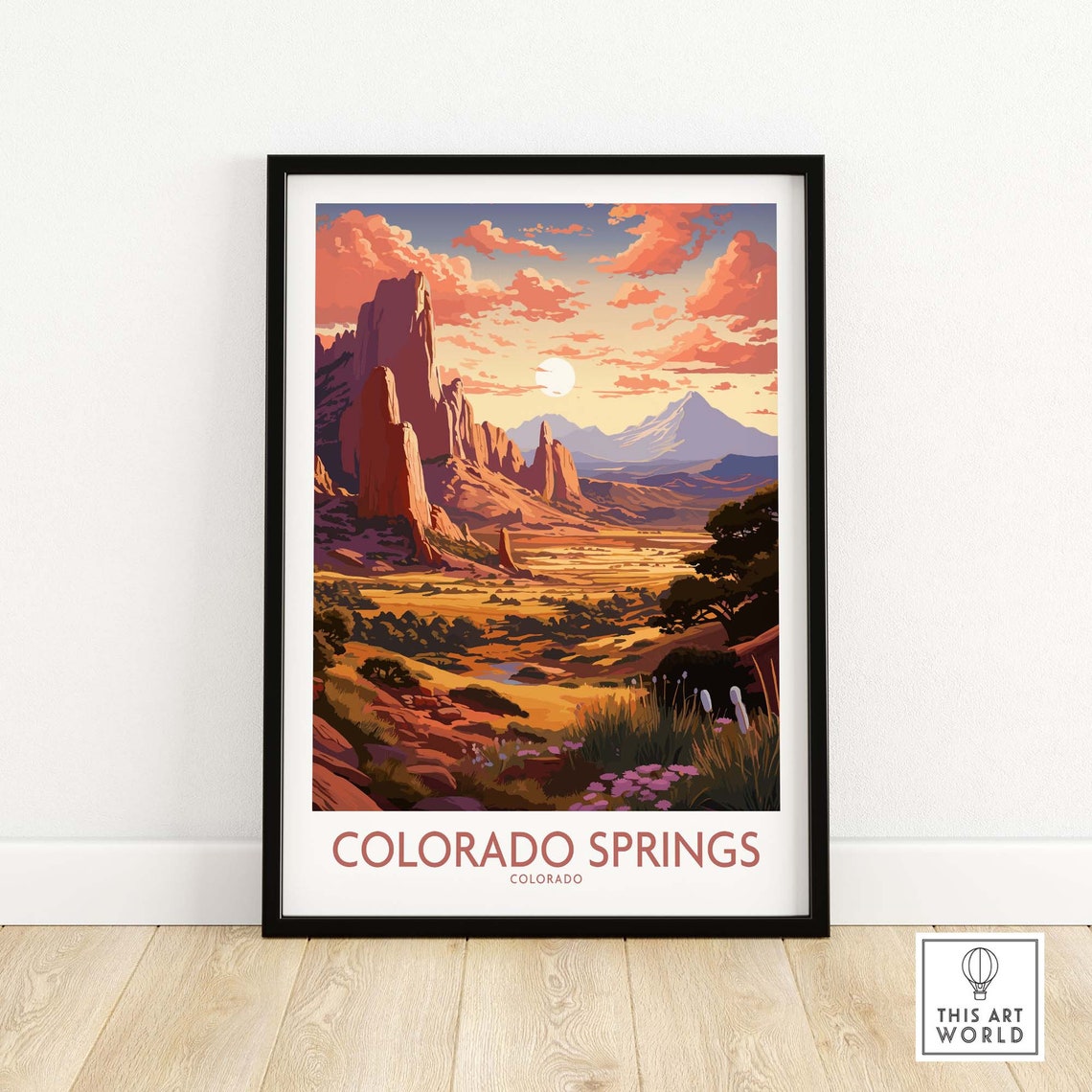 Colorado Springs Colorado Red Rock Spires Sunset Desert Art Poster - Image 2