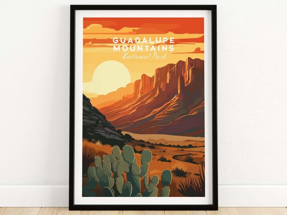 Guadalupe Mountains National Park Desert Sunset Cactus Poster