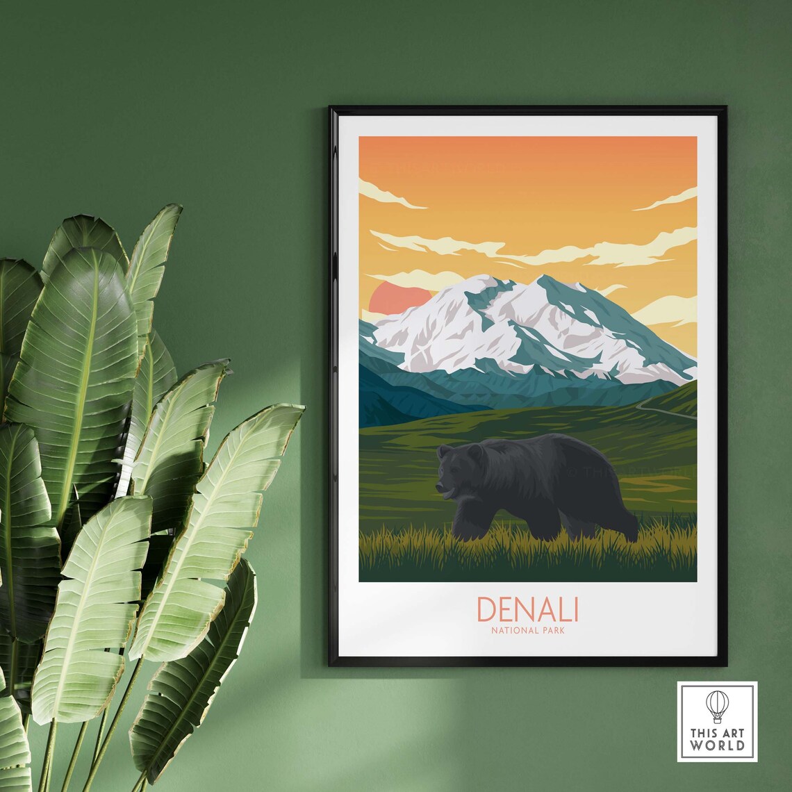 Denali National Park Alaska Grizzly Bear Vintage Travel Poster - Image 3
