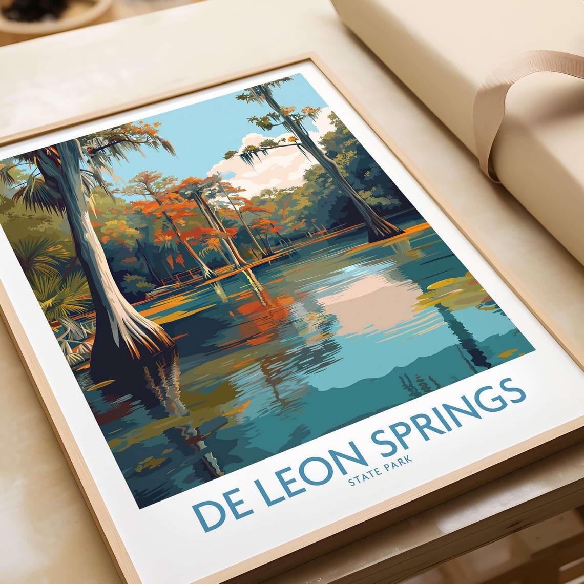 De Leon Springs State Park Cypress Trees Reflection Travel Poster