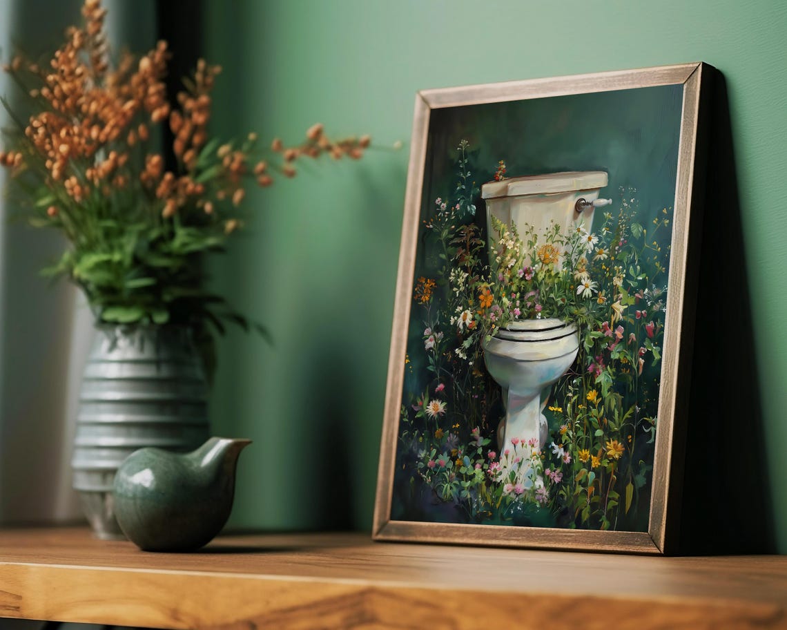 Botanical Toilet, Vintage Bathroom Floral Art Print - Image 2