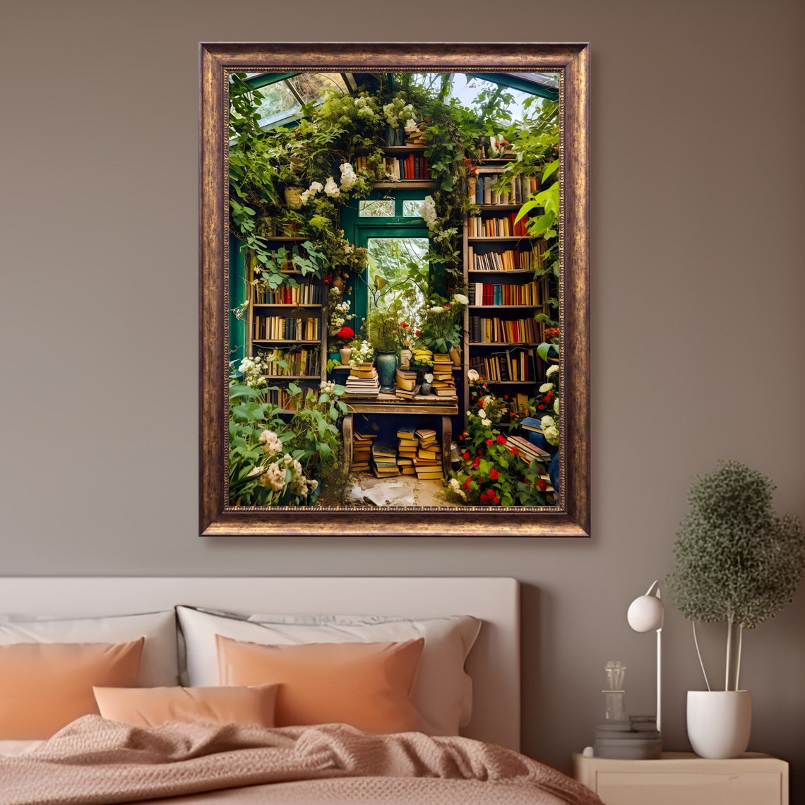 Greenhouse Library Reading Nook Fantasy Art Print - Image 3
